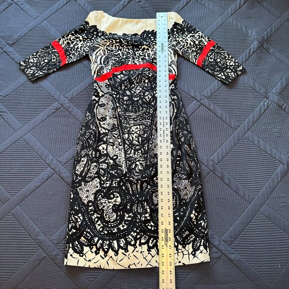 Prabal Gurung Lace Print Fall 2011 dress 6 Sarah Jessica Parker black/cream/red - Picture 12 of 16